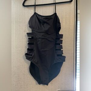 Kenneth Cole black slitted swim suit